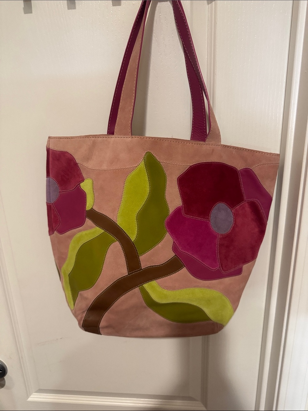 Coach limited edition: Suede Floral Tote Bag in Pink and Green -